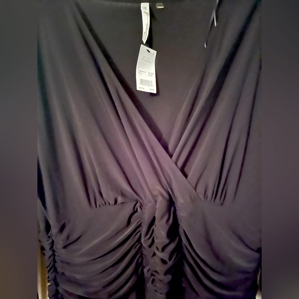 Plus Size Ruched A-Line Black Dress